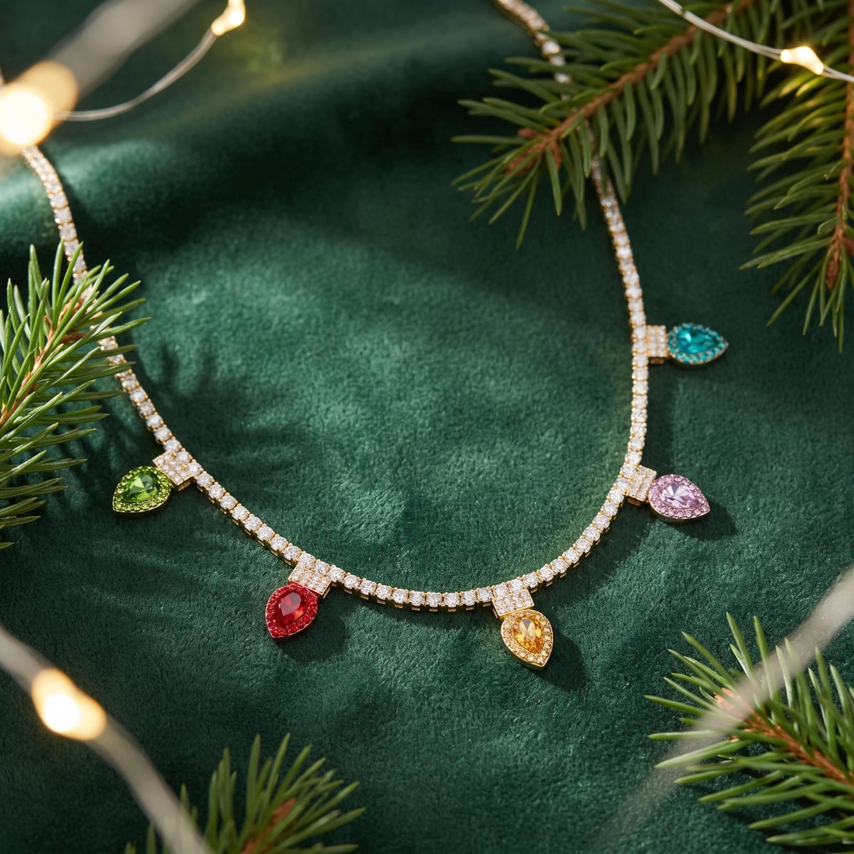 Crystal Christmas Light Bulb Necklace