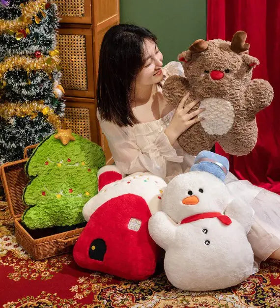 Christmas plush pillow doll detail