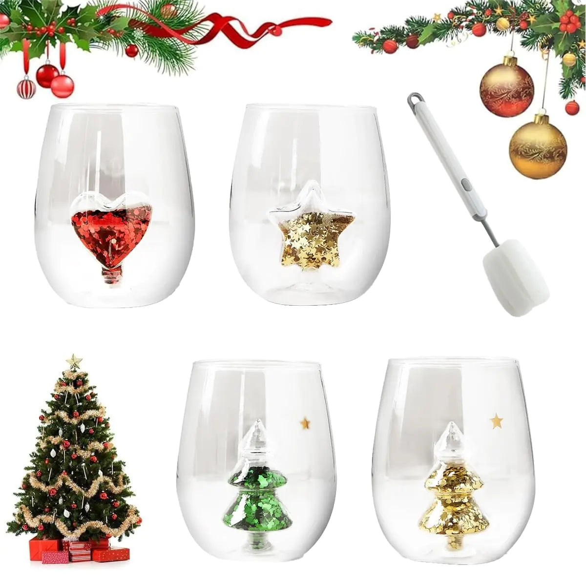 Christmas Tree Stemless Glass Set