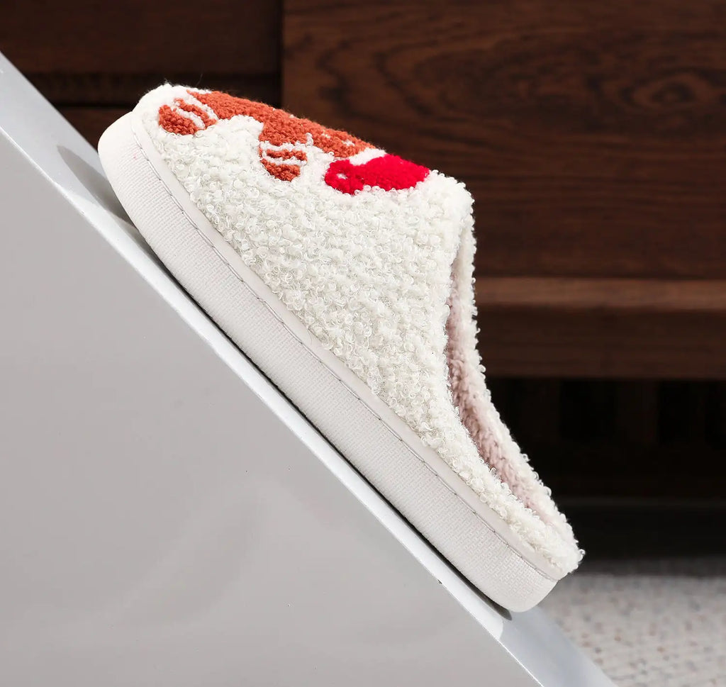 Gingerbread slippers worn