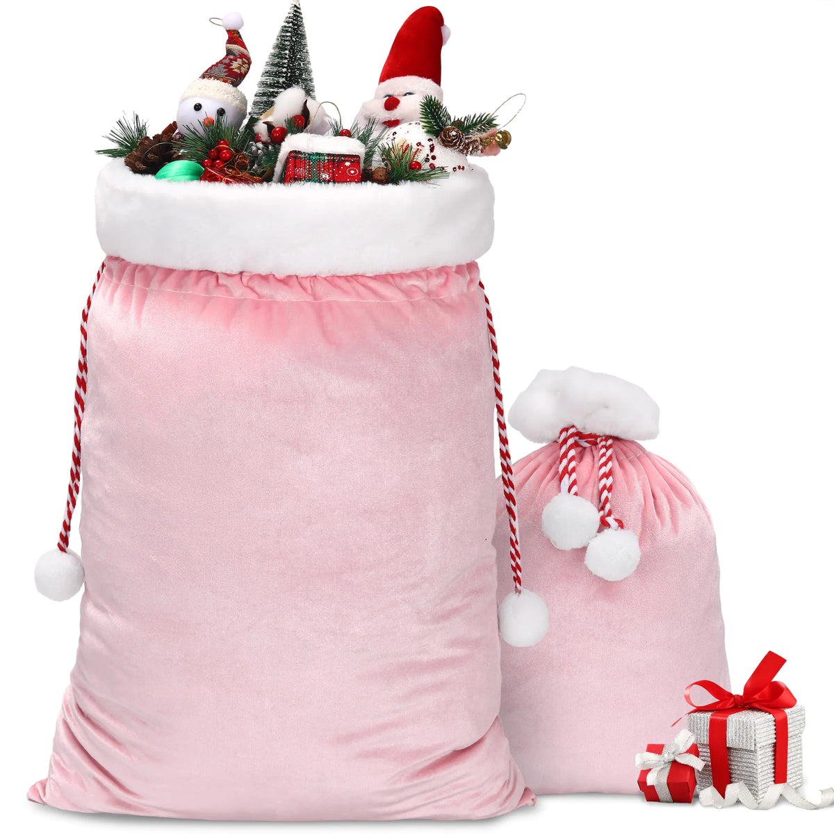 Pink Velvet Santa Sacks