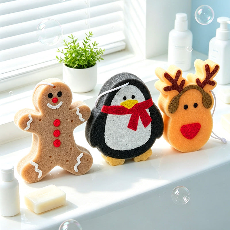 Christmas bath sponges in the bathroom