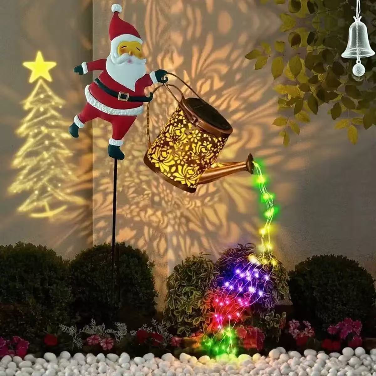 Santa garden light with fairy lights