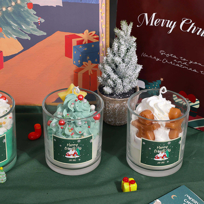 Christmas candle in glass jar