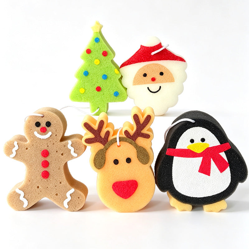 Christmas character bath sponges