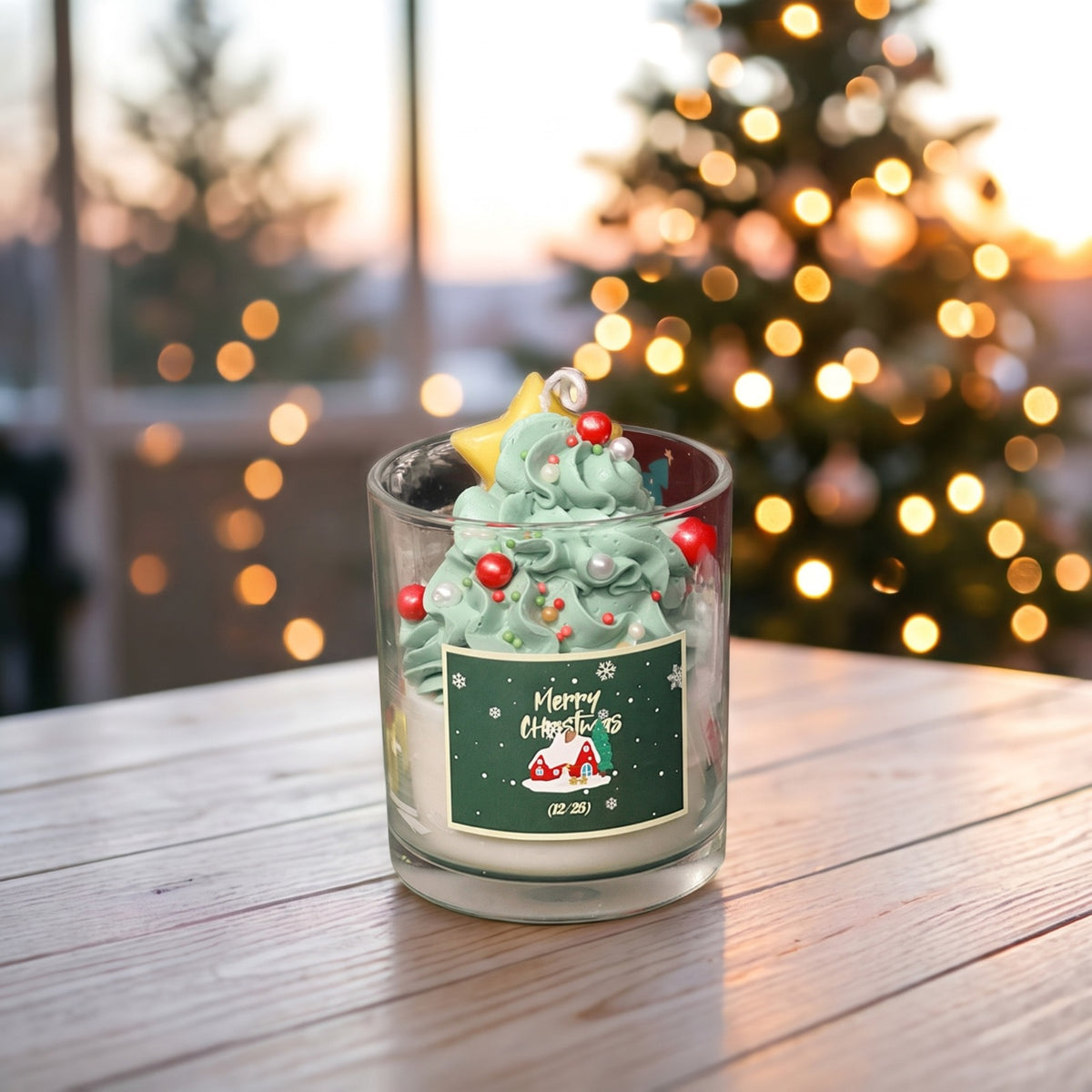 Christmas Whipped Cream Scented Candle in Glass Jar