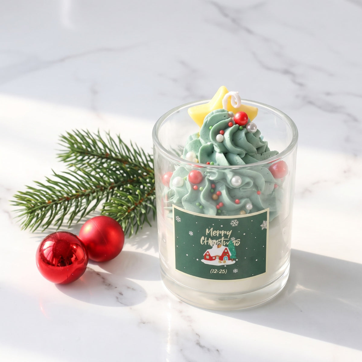 Christmas Whipped Cream Scented Candle in Glass Jar