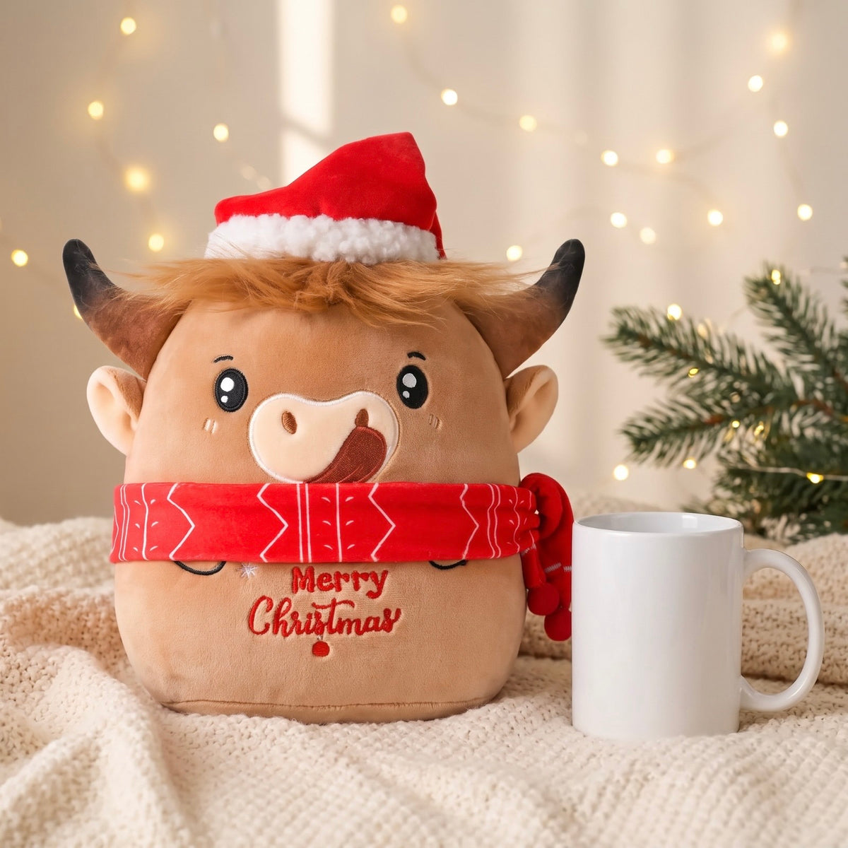 Christmas Highland Cow Plush (10 Inch)