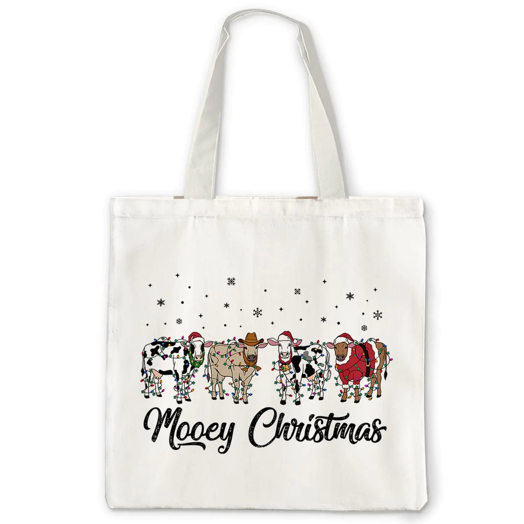 Festive Cow Christmas Tote Bag